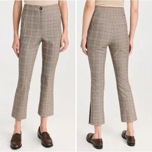 Veronica Beard Women's Pant Arte Flared Cropped w/Slit in Plaid Brown Multi sz 2